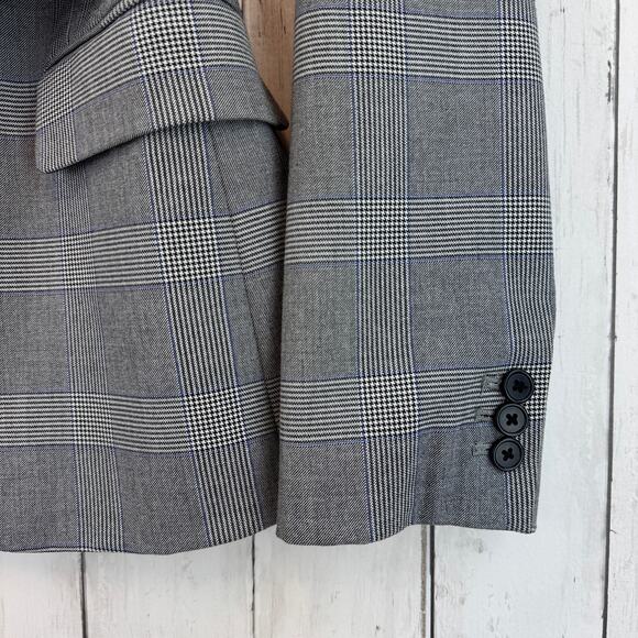 J.Crew Grey Glen Plaid Single-Breasted Harriet Belted Blazer Jacket AC384 Size 8 - Picture 5 of 16